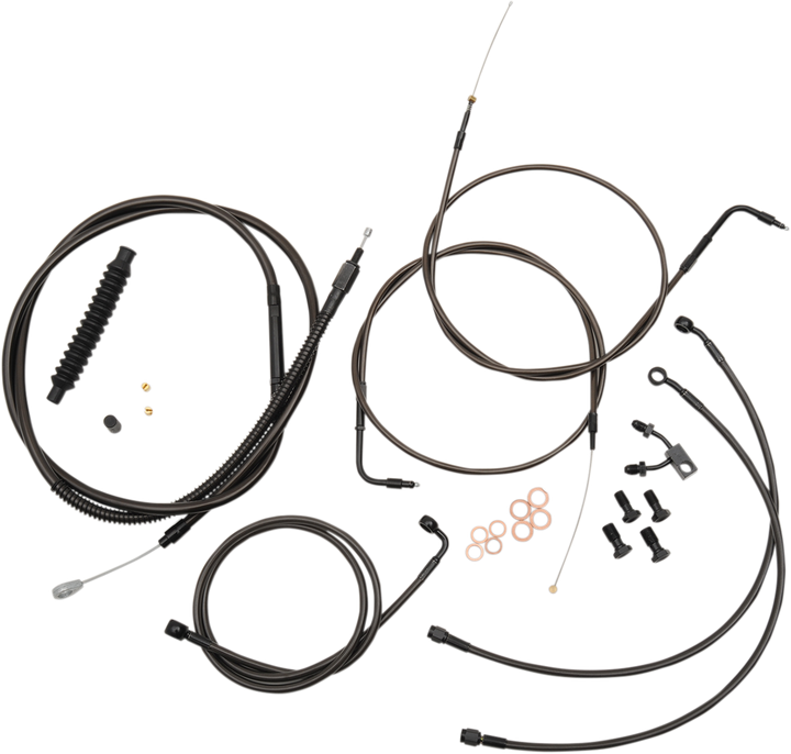 La Choppers Standard Midnight Braided Handlebar Cable/Brake Line Kit - 15"-17" Ape Hangers - '11-'14 Softail LA-8150KT-16M