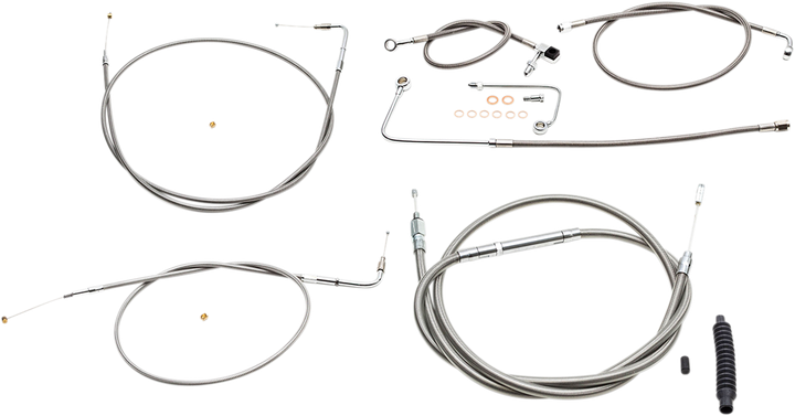 La Choppers Standard Stainless Braided Handlebar Cable/Brake Line Kit - 18"-20" Ape Hangers - '15-'17 Fls LA-8151KT-19