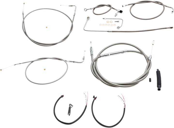 La Choppers Complete Stainless Braided Handlebar Cable/Brake Line Kit - 15"-17" Handlebars - '15 Fls LA-8151KT2A-16