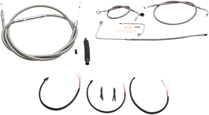 La Choppers Complete Stainless Braided Handlebar Cable/Brake Line Kit - Mini Handlebars - '16-'17 Fls LA-8151KT2B-08