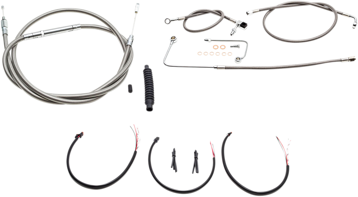La Choppers Complete Stainless Braided Handlebar Cable/Brake Line Kit - 18"-20" Handlebars - '16-'17 Fls LA-8151KT2B-19