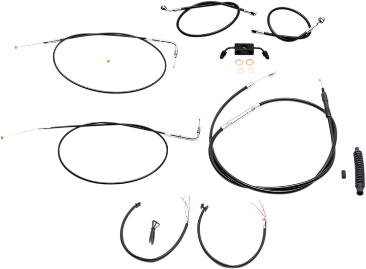 La Choppers Complete Black Vinyl Braided Handlebar Cable/Brake Line Kit - Mini Handlebars - '12-'17 Fxdb/C LA-8211KT2-08B