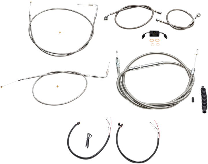 La Choppers Complete Stainless Braided Handlebar Cable/Brake Line Kit - 15"-17" Handlebars - '12-'17 Fxdb/C LA-8211KT2-16