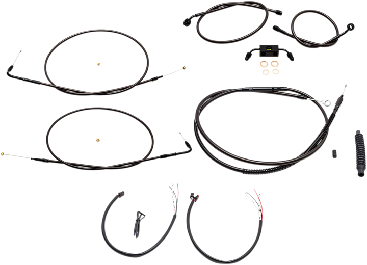 La Choppers Complete Midnight Braided Cable Kit - 18"-20" Handlebars - Abs - '12-'17 Fxdb/C LA-8211KT2-19M