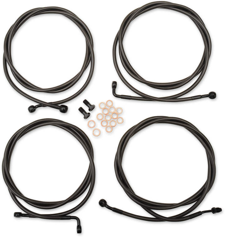 La Choppers Standard Midnight Braided Handlebar Cable/Brake Line Kit - Mini Ape Hangers - '17-'20 Touring LA-8054KT-08M