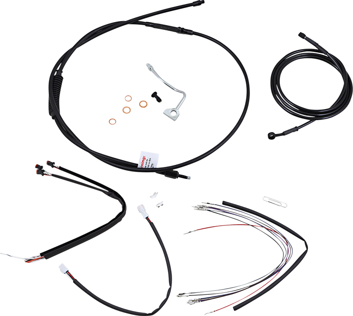 Burly Brand Complete Black Vinyl Handlebar Cable/Line Kit For Ape Hangers - 18" - '15-'16 Fltr B30-1175