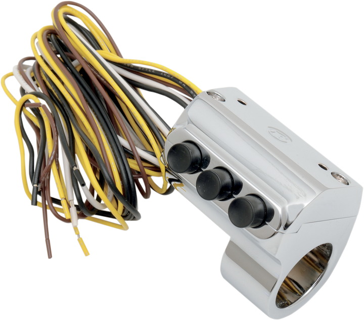 Performance Machine (Pm) Contour Billet Handlebar Switch - Left Side - Three Button - Cable Clutch - Chrome 0062-2035-CH