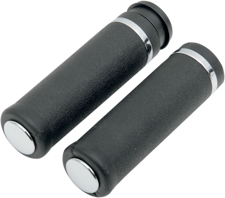 Drag Specialties Rubber Grips With Accent Rings And End Caps - Hotop - Smooth - Tbw 0630-0747