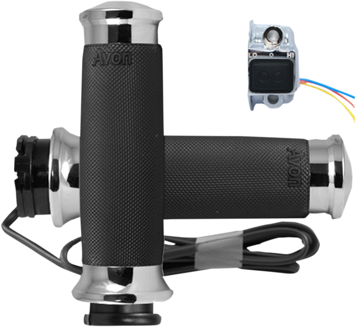 Avon Grips Heated Grips - Custom Contour - Cable - Chrome CC-85-CH-HT