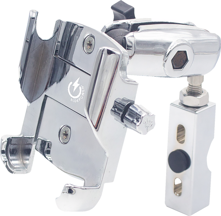 Ridepower Metal Phone Mount - Large - Perch Mount - Chrome RPMTLMOUNTLGCR