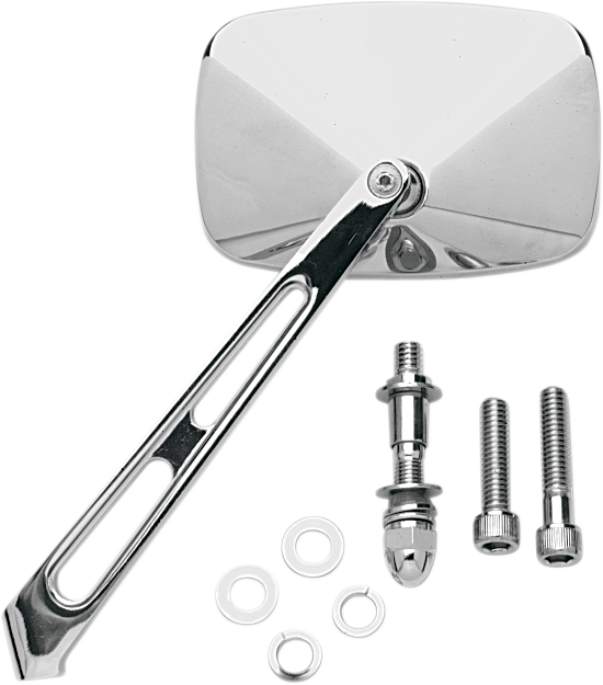 Drag Specialties Mirror With Air Stem - Side View - Rectangle - Chrome - Left/Right - Each 0640-0006