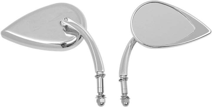 Drag Specialties Mirror - Side View - Teardrop - Chrome - Curved/Short Stem - Each 0640-0388