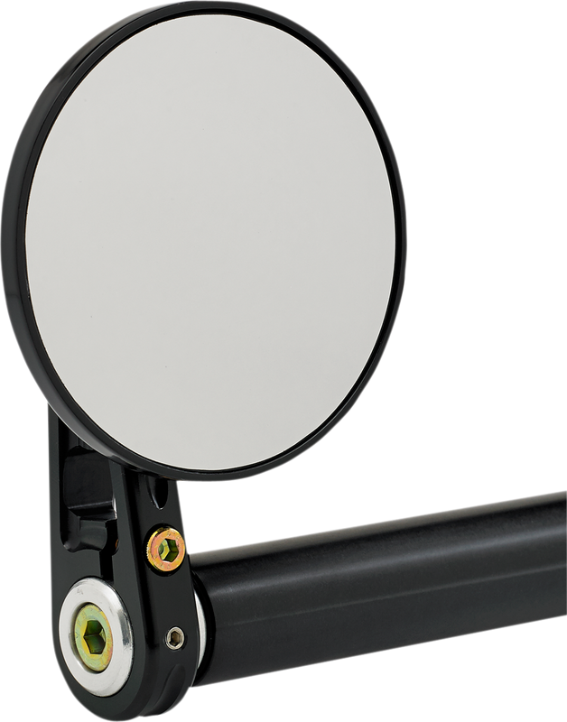 Joker Machine Mirror - Bar End/Side View - Round - Black - Straight - 3-1/4" 09-313-DB