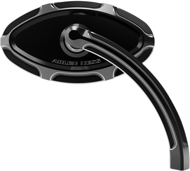 Arlen Ness Mirror - Beveled - Side View - Short - Cat Eye - Black - Right 13-132