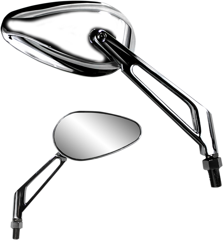 Parts Unlimited Mirror - X-Treme Mini - Side View - Teardrop - Billet - Short - Chrome - Each 0640-0962