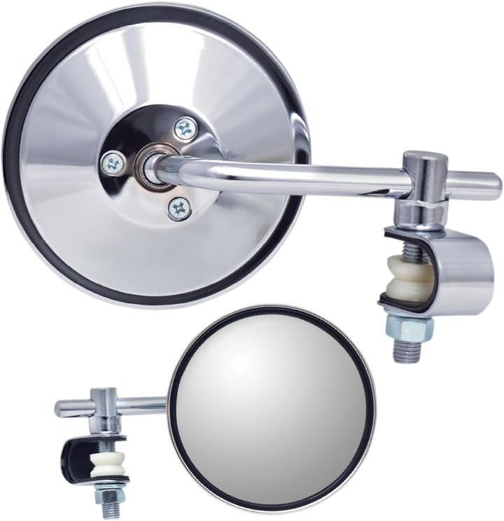 Parts Unlimited Mirror - Side View - Round - Chrome - Short - Each 0640-0964