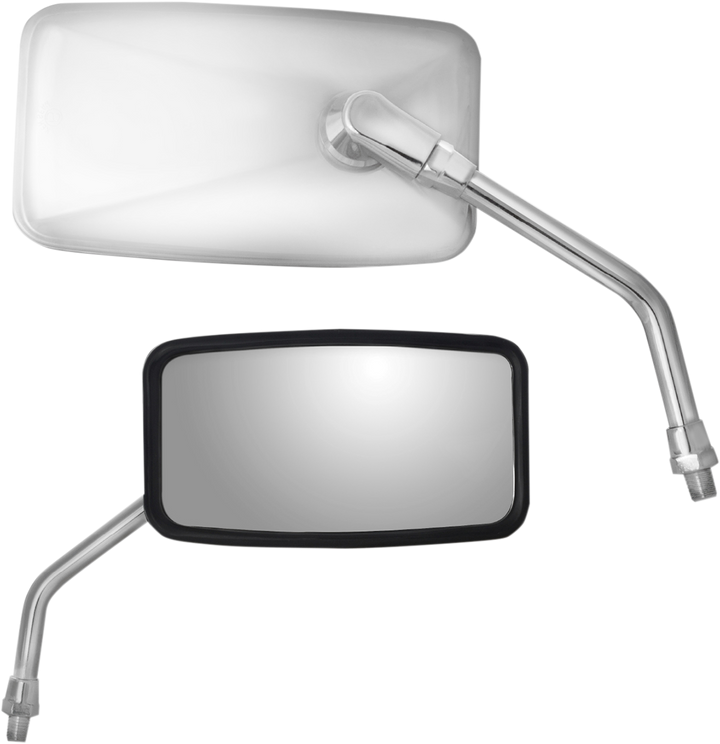 Parts Unlimited Mirror - Side View - Cruiser - Yamaha - Reverse Thread - Rectangular - Stainless Steel 0640-0973