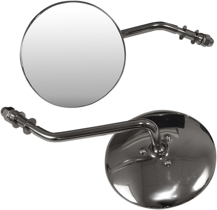 Emgo Mirrors - Side View - Smooth/Round - Short Stem - Pair - Universal 20-21794