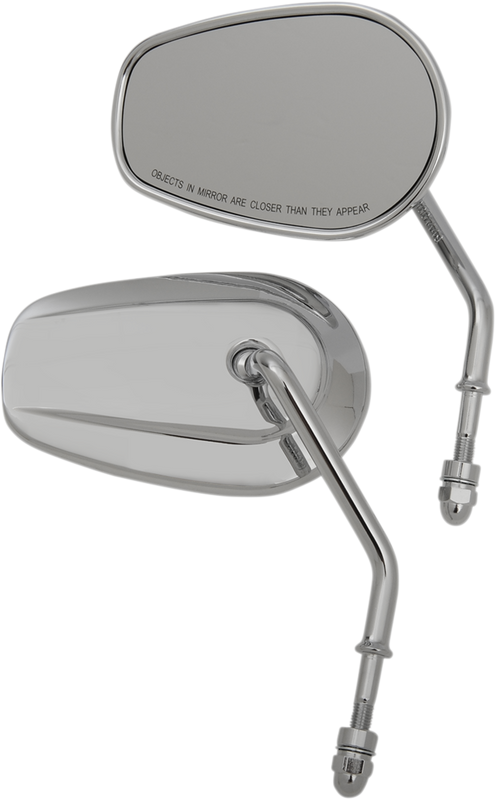 Drag Specialties Mirrors - Oem/Replacement - Side View - Teardrop - Short Stem - Chrome - Pair 0640-1307
