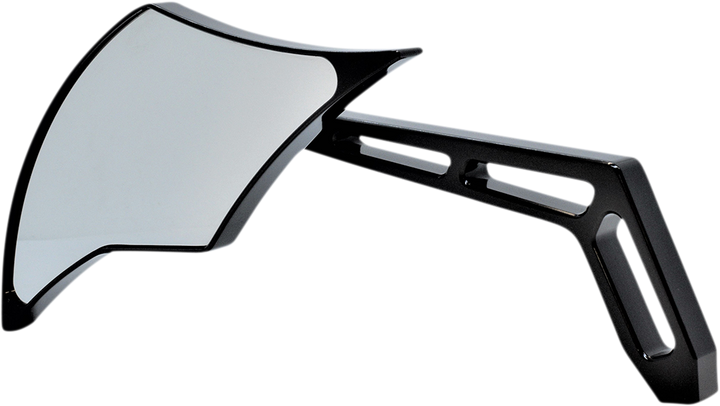 Pro-One Perf.Mfg. Mirror - Weekend Warrior - Side View - Cut-Out/Flame Head - Oblong - Black - Left 102300AB