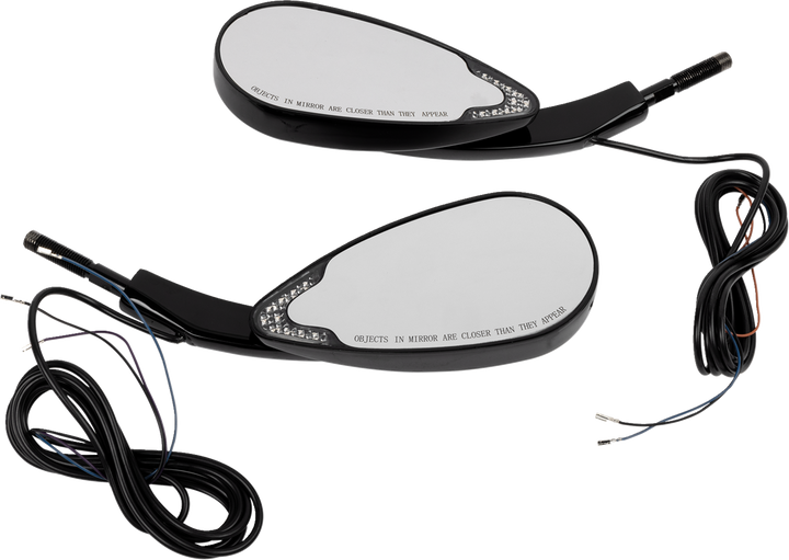 Custom Dynamics Mirrors - Side View - With Led Turn Signal - Black - Pair CD-MIR-PLUG-B