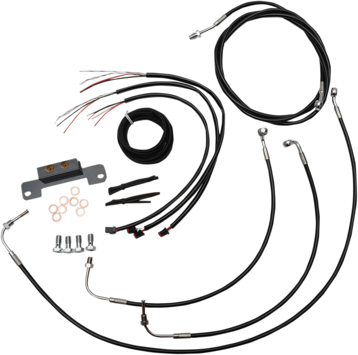 La Choppers Complete Black Vinyl Braided Handlebar Cable/Brake Line Kit - 18"-20" Handlebars - '17-'20 Touring LA-8055KT2-19B
