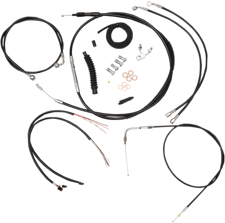 La Choppers Complete Black Vinyl Braided Handlebar Cable/Brake Line Kit - 12"-14" Handlebars - '15 Fxsb LA-8122KT2-13B