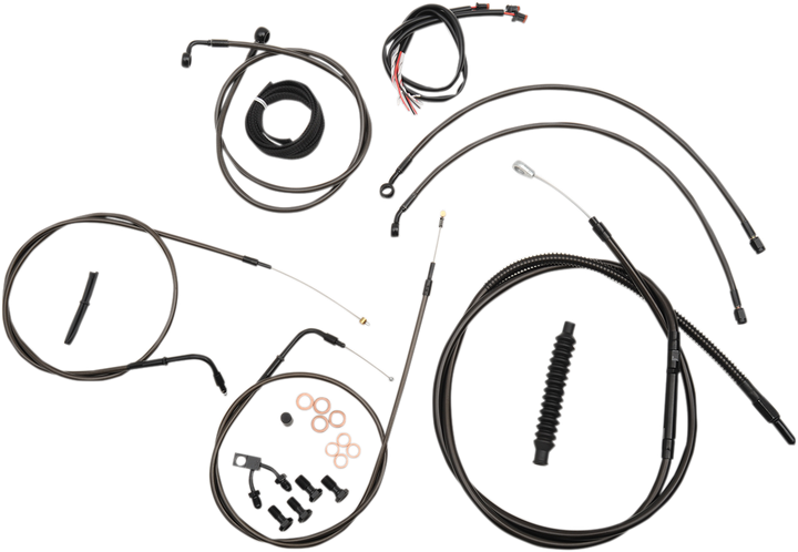 La Choppers Complete Midnight Braided Cable Kit - 18"-20" Handlebars - Abs - '15-Fxsb LA-8122KT2-19M