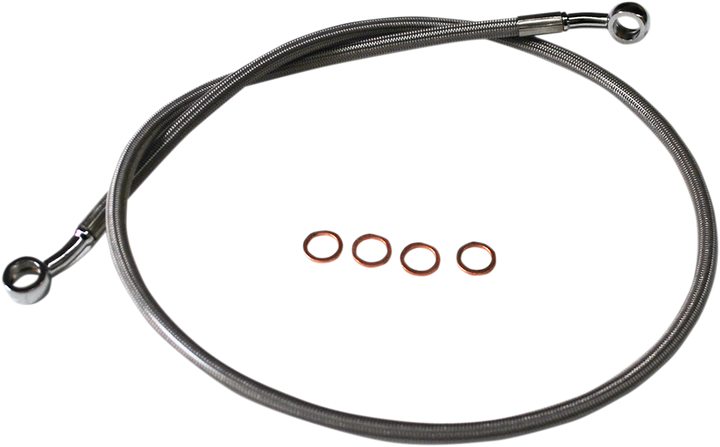 La Choppers Scout Complete Stainless Braided Handlebar Cable/Brake Line Kit - Stock Handlebars - Natural LA-8400KT-08