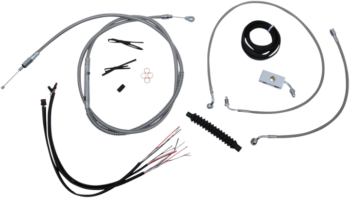 La Choppers Complete Stainless Braided Handlebar Cable/Brake Line Kit - 15"-17" Handlebars - '18-'22 Softail LA-8152KT2-16