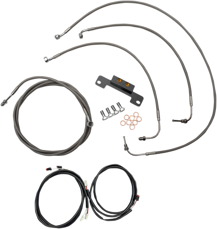 La Choppers Complete Plug-And-Play Cable Kit - 18" - 20" Handlebars - '17-'19 Touring - Stainless LA-8055KT3-19