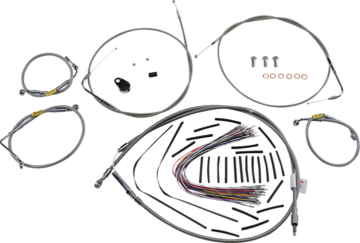 Burly Brand Control Kit For Early Touring Bikes With Bagger Bar Handlebars - 13" - Non-Cruise - Stainless B30-1292