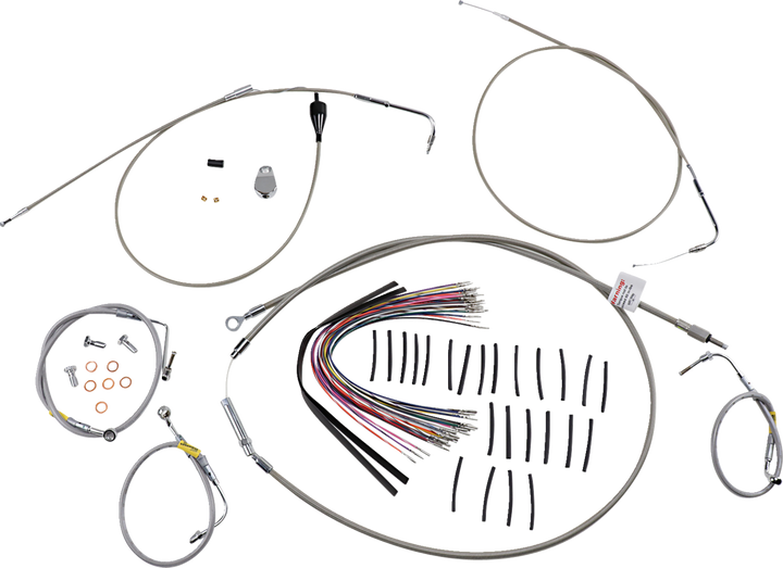 Burly Brand Control Kit For Early Touring Bikes With Bagger Bar Handlebars - 15" - Cruise - Stainless B30-1297