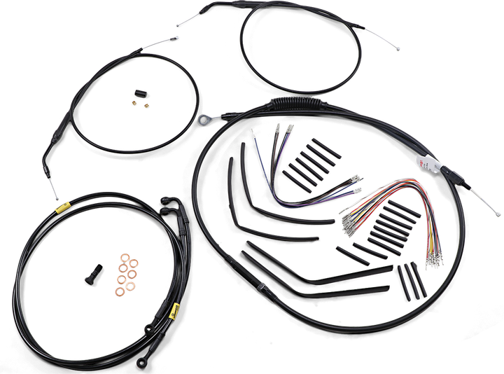 Burly Brand Jail Bar Cable Kit - 12" Handlebars - Black Vinyl - '08-'11 Fxdf B30-1195