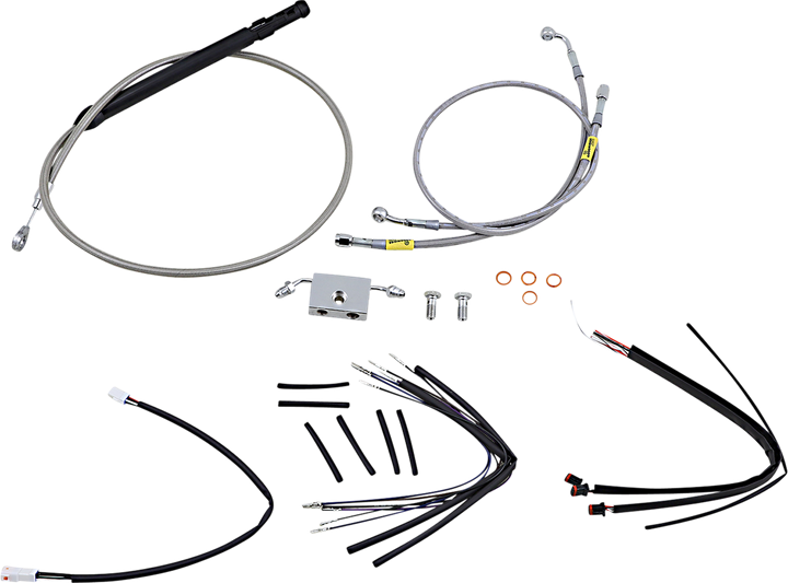 Burly Brand Handlebar Cable/Brake Line Kit For Burly Ape Handlebars - 14" Gorilla - Softail/Touring - Stainless B30-1243