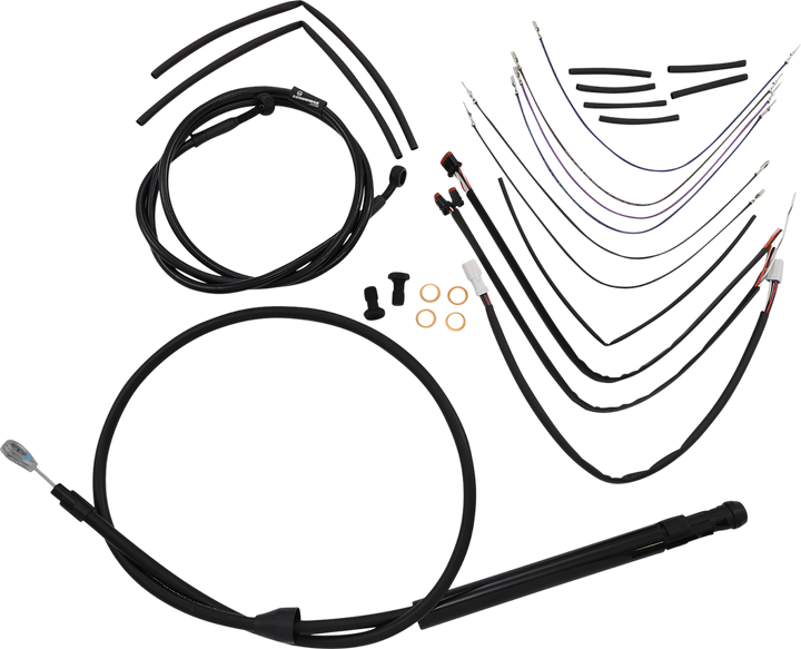 Burly Brand Complete Black Vinyl Handlebar Cable/Line Kit For Ape Hangers - 14" - '18-'24 Fx B30-1260