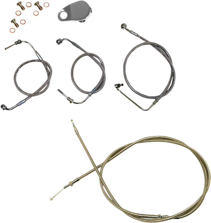 La Choppers Standard Stainless Braided Handlebar Cable/Brake Line Kit - Mini Ape Hangers - '18-'22 Fx LA-8154KT-08