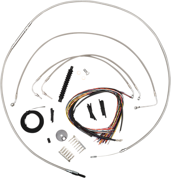 La Choppers Complete Stainless Braided Handlebar Cable/Brake Line Kit - 15"-17" Handlebars - '18-'22 Fx LA-8154KT2-16