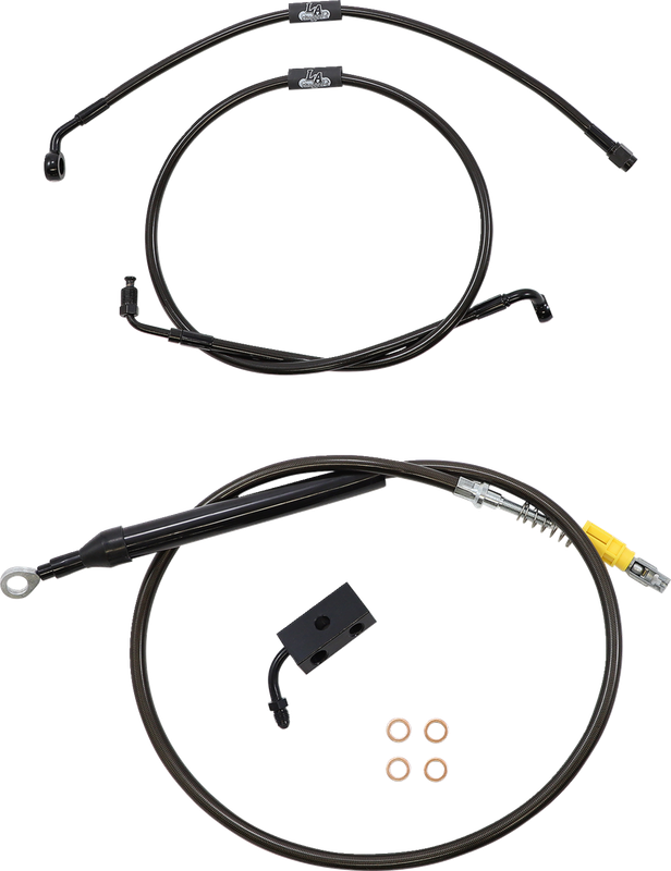 La Choppers Standard Midnight Braided Handlebar Cable/Brake Line Kit - 15"-17" Ape Hangers - '18-'22 Softail LA-8155KT-16M
