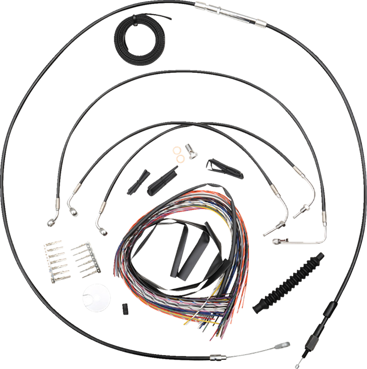 La Choppers Complete Black Vinyl Braided Handlebar Cable/Brake Line Kit - 12"-14" Handlebars - '18-'22 Softail LA-8155KT2-13B