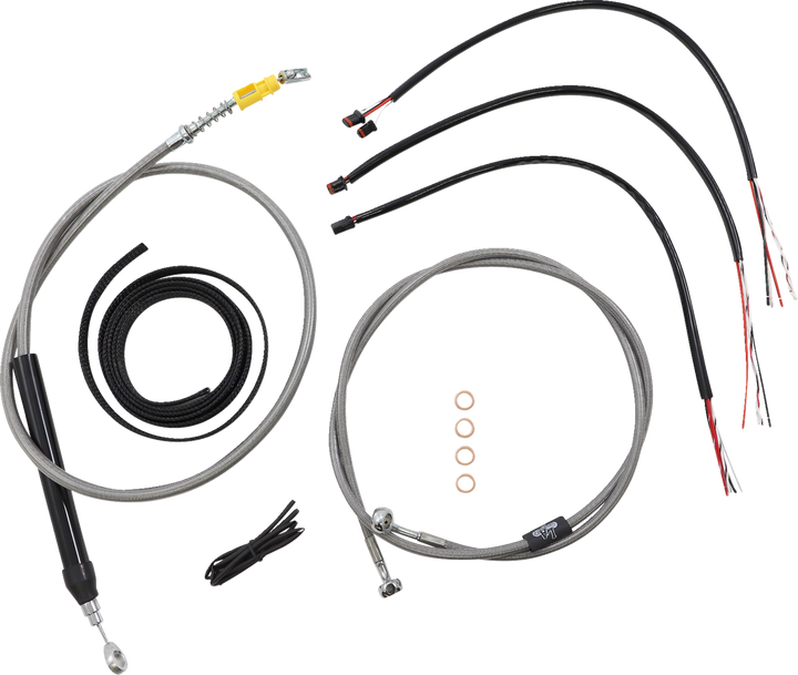La Choppers Complete Stainless Braided Handlebar Cable/Brake Line Kit - 18"-20" Handlebars - '18-'22 Softail LA-8156KT2-19