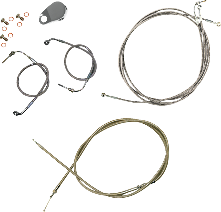 La Choppers Standard Stainless Braided Handlebar Cable/Brake Line Kit - Mini Ape Hangers - '18-'24 Softail LA-8157KT-08
