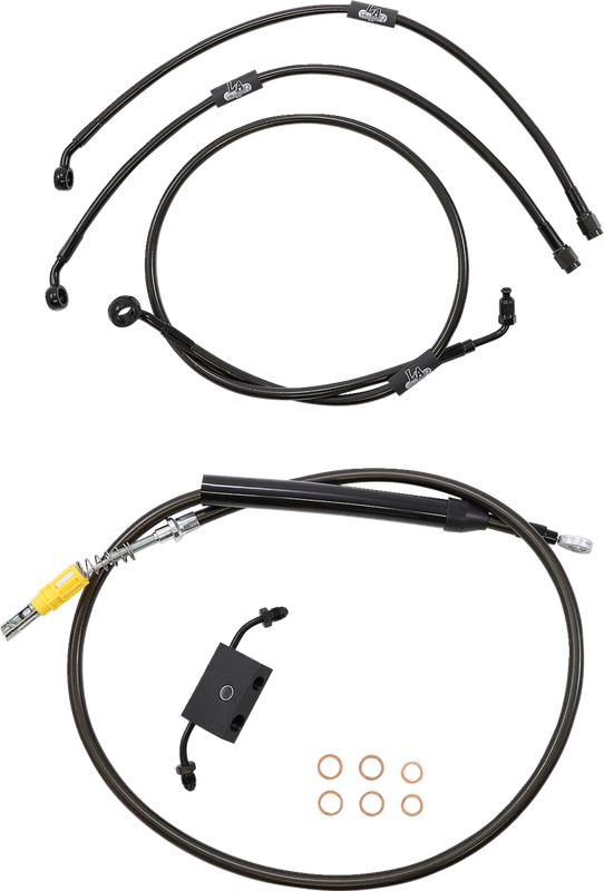 La Choppers Standard Midnight Braided Handlebar Cable/Brake Line Kit - 18"-20" Ape Hangers - '18-'24 Softail LA-8157KT-19M