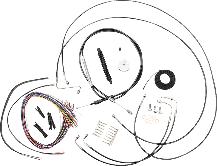 La Choppers Complete Black Vinyl Braided Handlebar Cable/Brake Line Kit - Mini Handlebars - '18-'24 Softail LA-8157KT2-08B