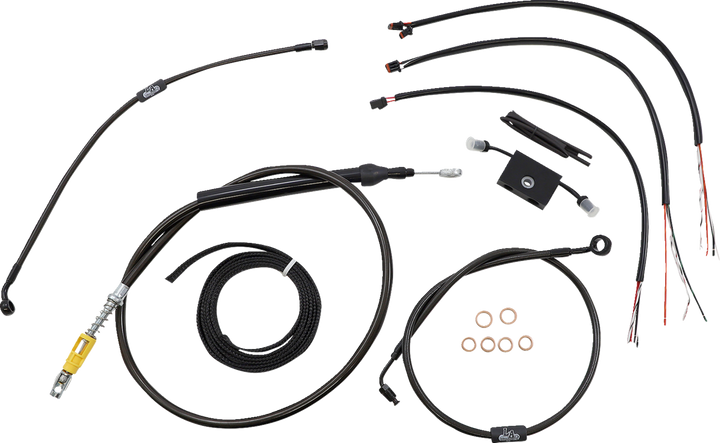 La Choppers Complete Midnight Braided Cable Kit - Quick Connect - 15"-17" Handlebars - Abs - '18-'24 Softail LA-8157KT2-16M