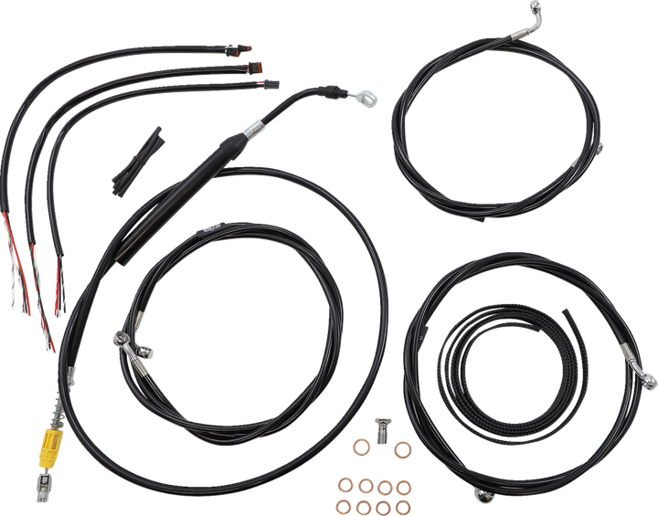La Choppers Complete Black Vinyl Braided Handlebar Cable/Brake Line Kit - 18"-20" Handlebars - '21-'22 Flh LA-8056KT2-19B