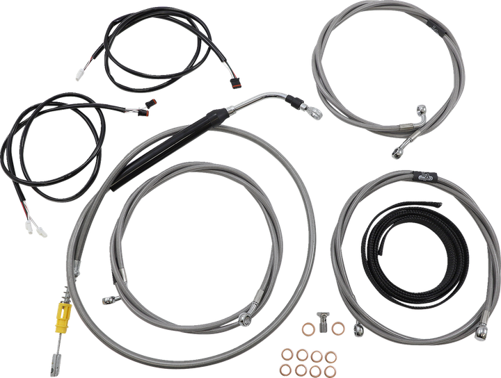 La Choppers Complete Plug-And-Play Cable Kit - 15" - 17" Handlebars - '21-'22 Flh - Abs - Stainless LA-8056KT3-16