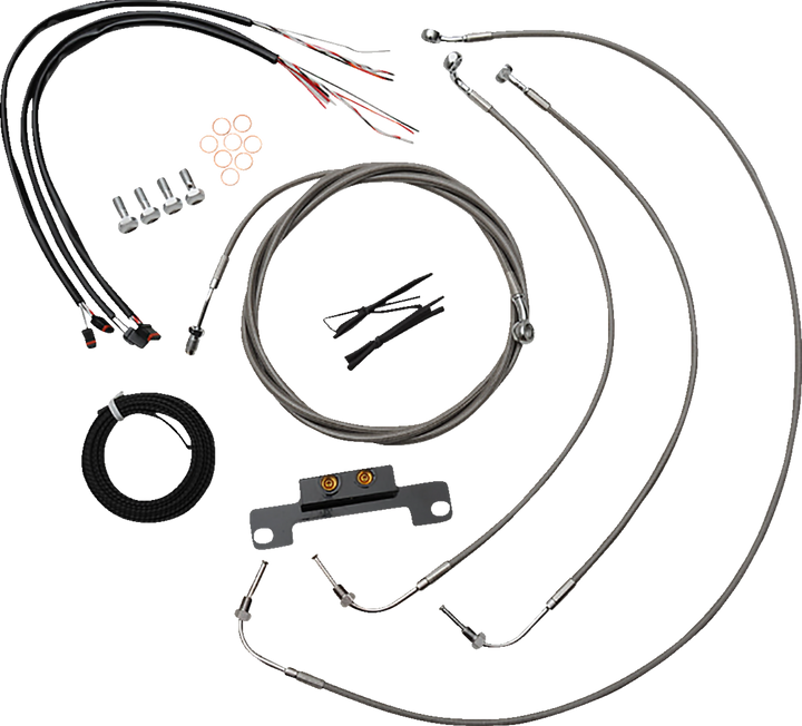 La Choppers Complete Stainless Braided Handlebar Cable/Brake Line Kit - Stock Bars - '21-'22 Fltr LA-8058KT2-08