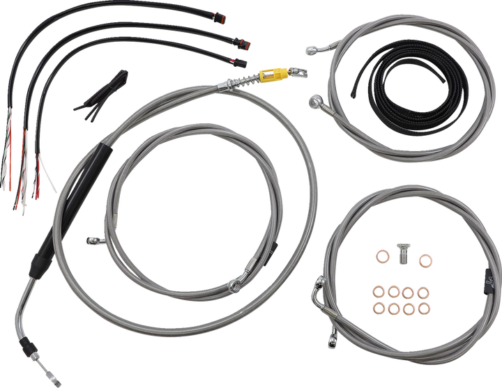 La Choppers Complete Stainless Braided Handlebar Cable/Brake Line Kit - 18"-20" Handlebars - '21-'22 Fltr LA-8058KT2-19