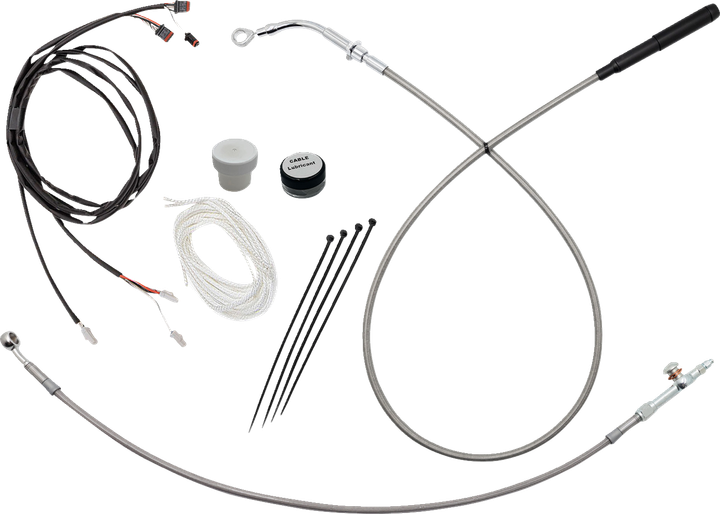 Fat Baggers Inc. Ez Install Kit - 13"/14" Handlebars - Upper Clutch - Braided Stainless Steel/Chrome 119014-C